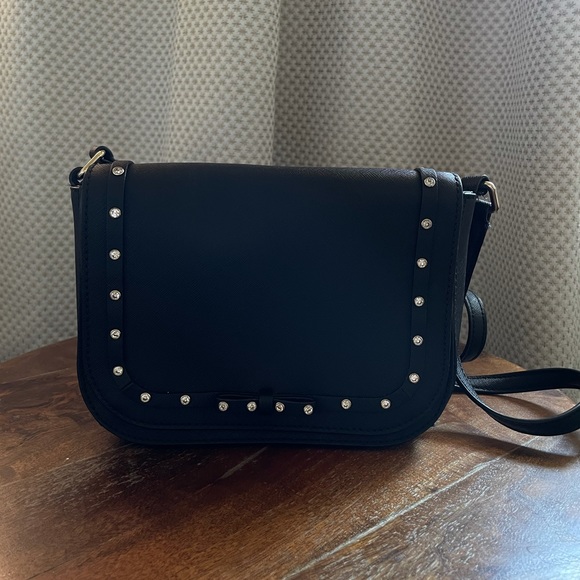 Black kate spade crossbody bag with rhinestone detail and bow - Picture 2 of 5